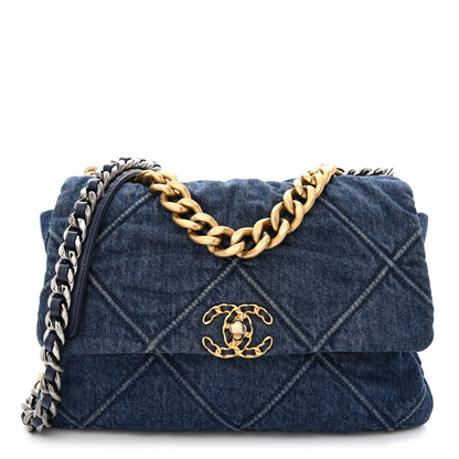 Chanel Denim Quilted Large Chanel 19 Flap Blue 1 of 11