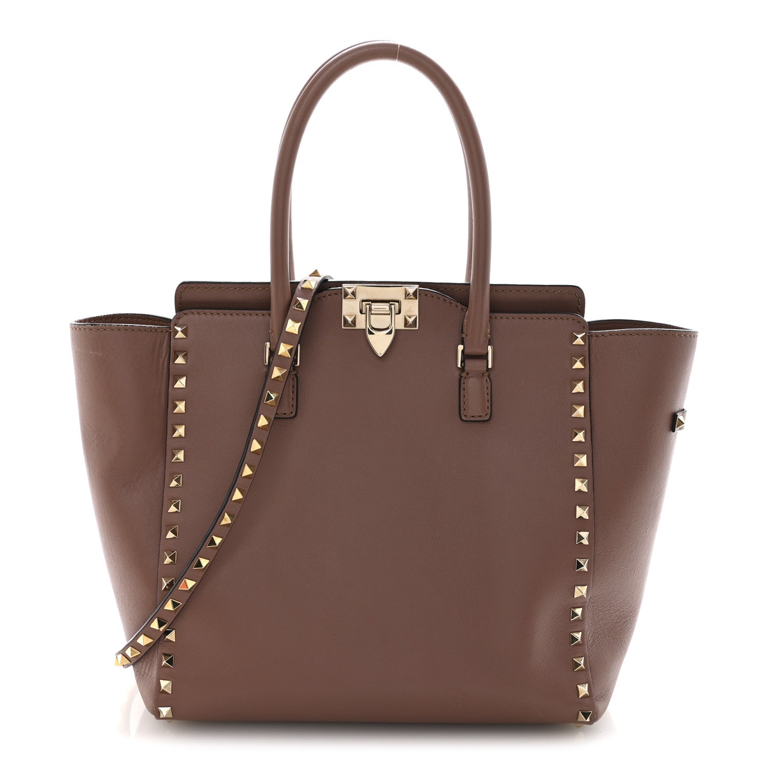 Valentino Garavani Vitello Small Rockstud Double Handle Tote Antique Rose 1 of 15
