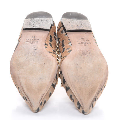 Valentino Garavani Calf Hair Leopard Print Rockstud Ballerina Flats 38 Fucile Al Campion 16 of 23