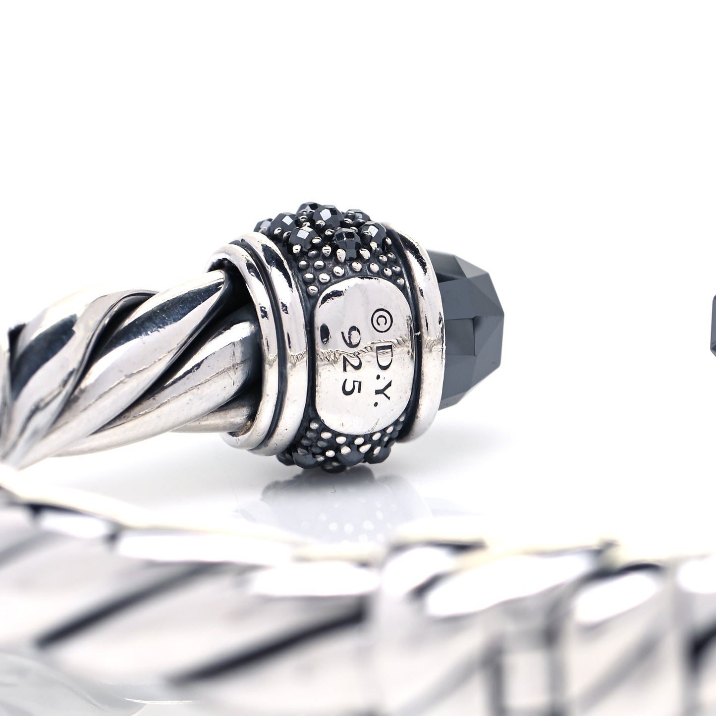 Sterling Silver Hematine Cable Berries Bracelet