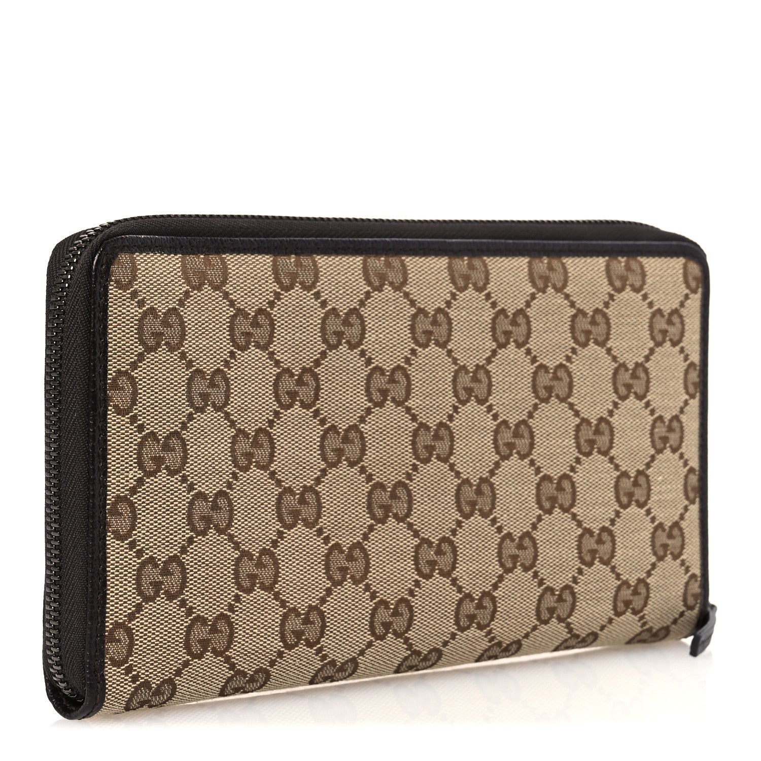 Gucci Monogram Metal Bar Zip Around Travel Wallet Dark Brown 3 of 7