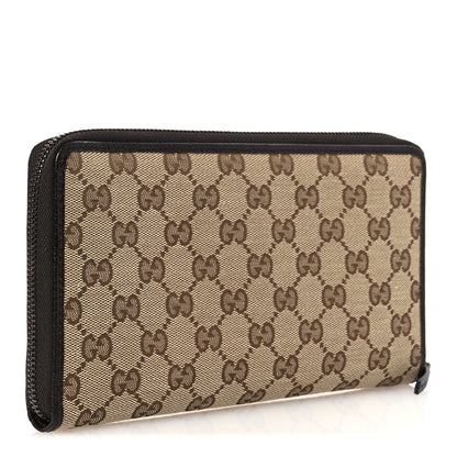 Gucci Monogram Metal Bar Zip Around Travel Wallet Dark Brown 3 of 7