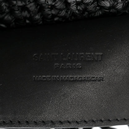 Saint Laurent Raffia Calfskin Oxalis Shoulder Bag Black 6 of 11