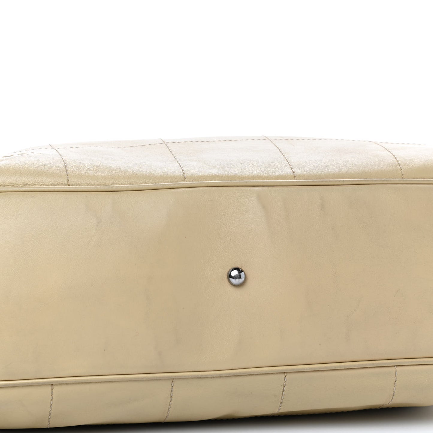 Calfskin Square Stitched Tote Beige