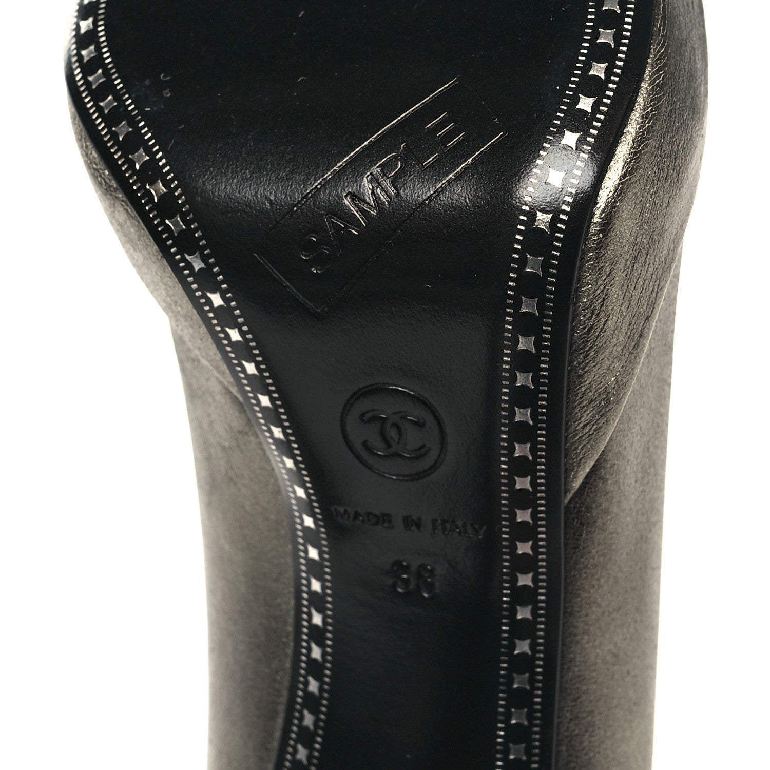 Chanel Metallic Calfskin Cap Toe Camellia Pumps 38 Metallic Grey 6 of 9