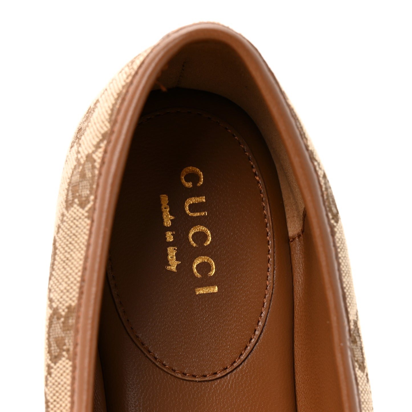 GG Monogram Horsebit Bow Ballet Flats 39.5 Beige Ebony Sundial