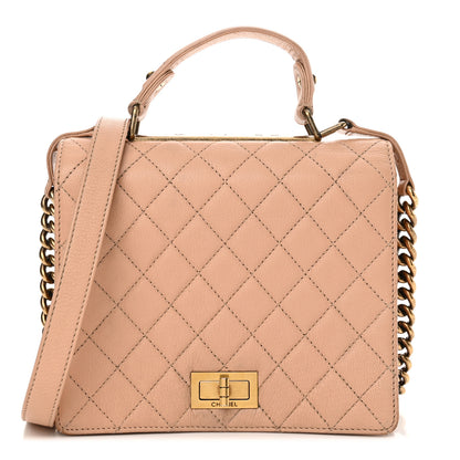 Chanel Goatskin Quilted Large Rita Top Handle Flap Beige 1 of 20