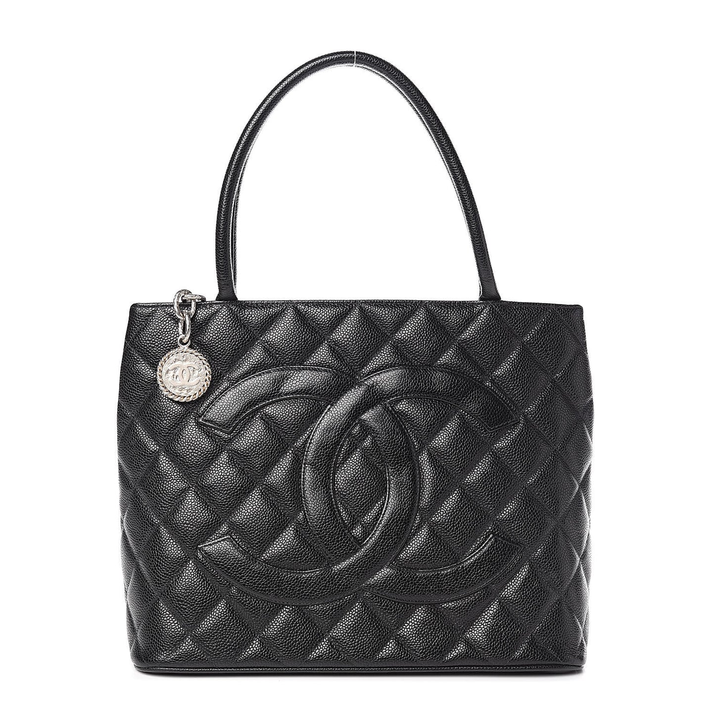 Caviar Quilted Medallion Tote Black