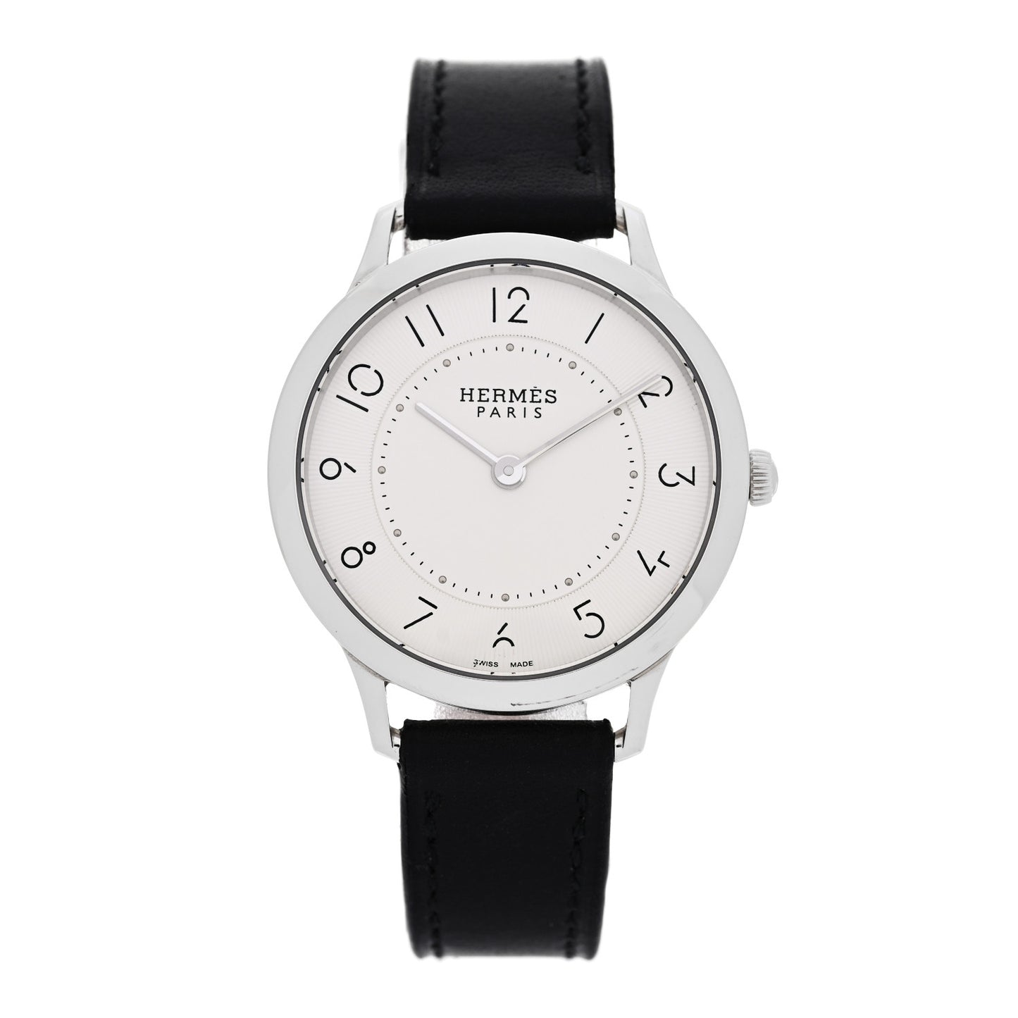 Stainless Steel Barenia 32mm Slim d'Hermes Quartz Watch Noir