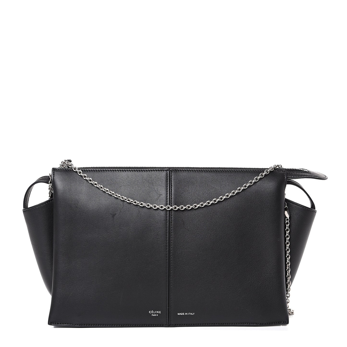 Supple Natural Calfskin Tri-Fold Clutch Black