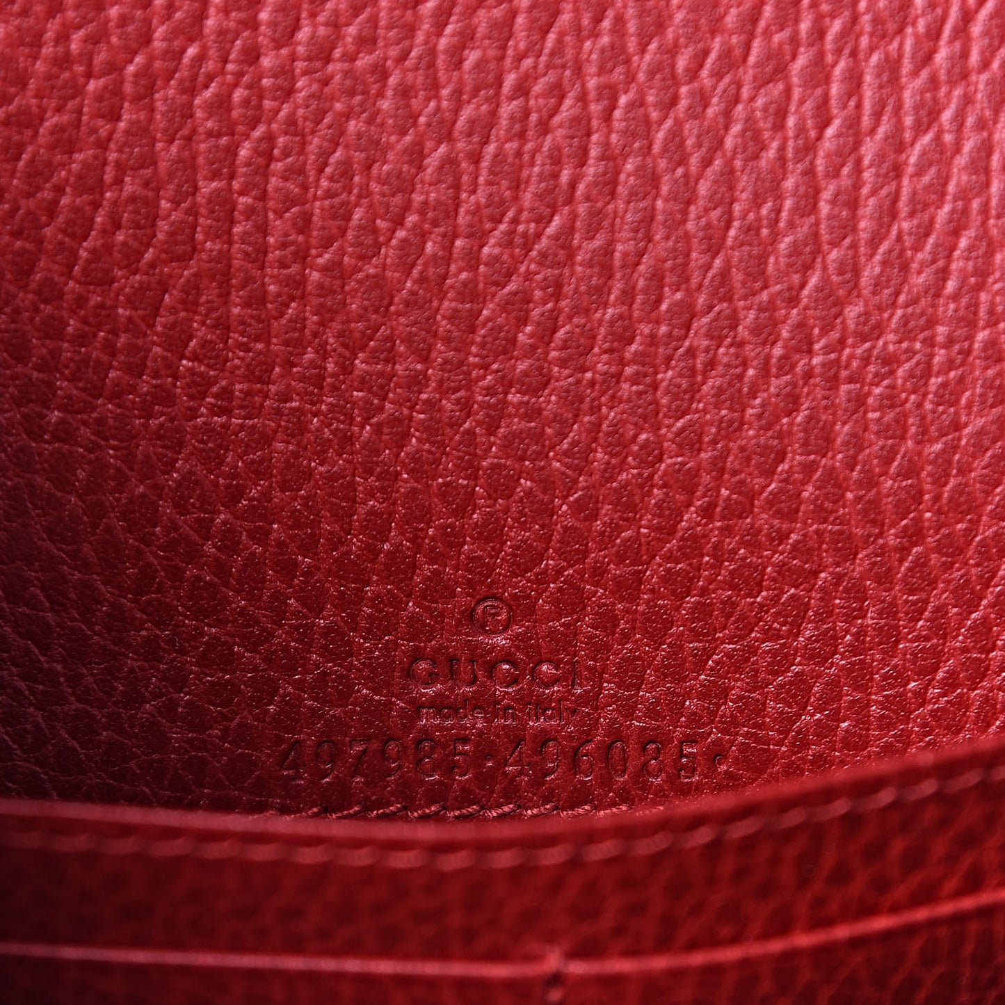 Dollar Calfskin Mini GG Marmont Chain Wallet Hibiscus Red