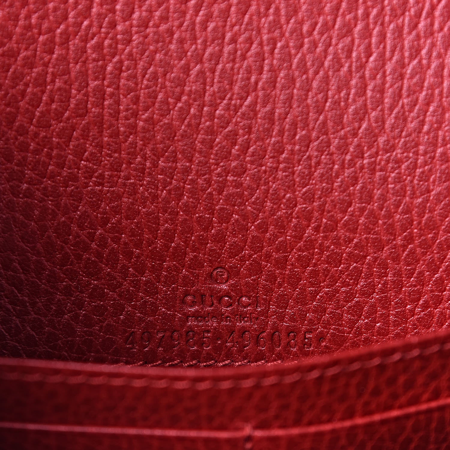 Gucci Dollar Calfskin Mini GG Marmont Chain Wallet Hibiscus Red 6 of 11