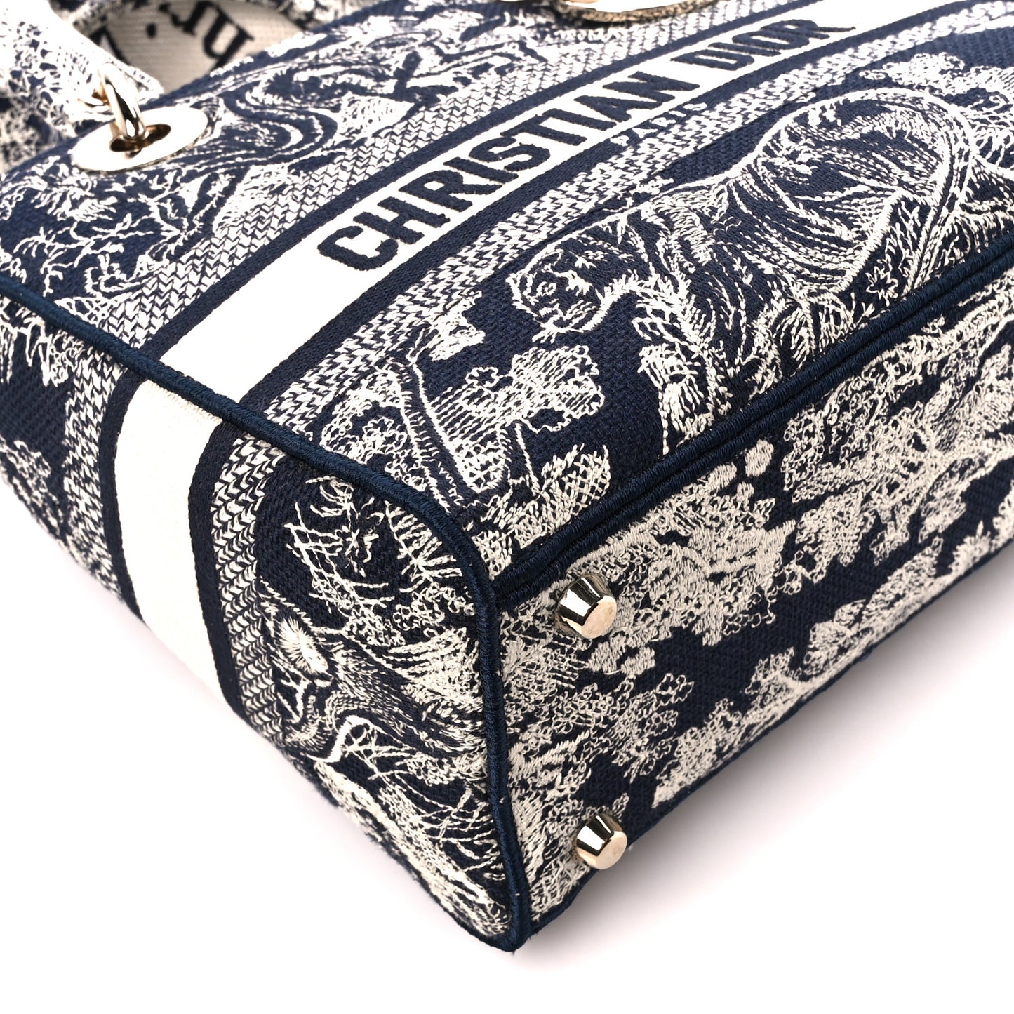 Canvas Toile De Jouy Reverse Embroidered Medium Lady D-Lite Navy