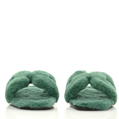 Hermes Woolskin Oran Sandals 36.5 Vert Anglais 4 of 8