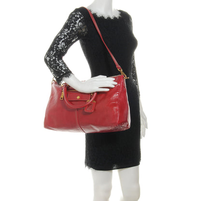 Prada Vitello Shine Shopping Satchel Rosso 2 of 7