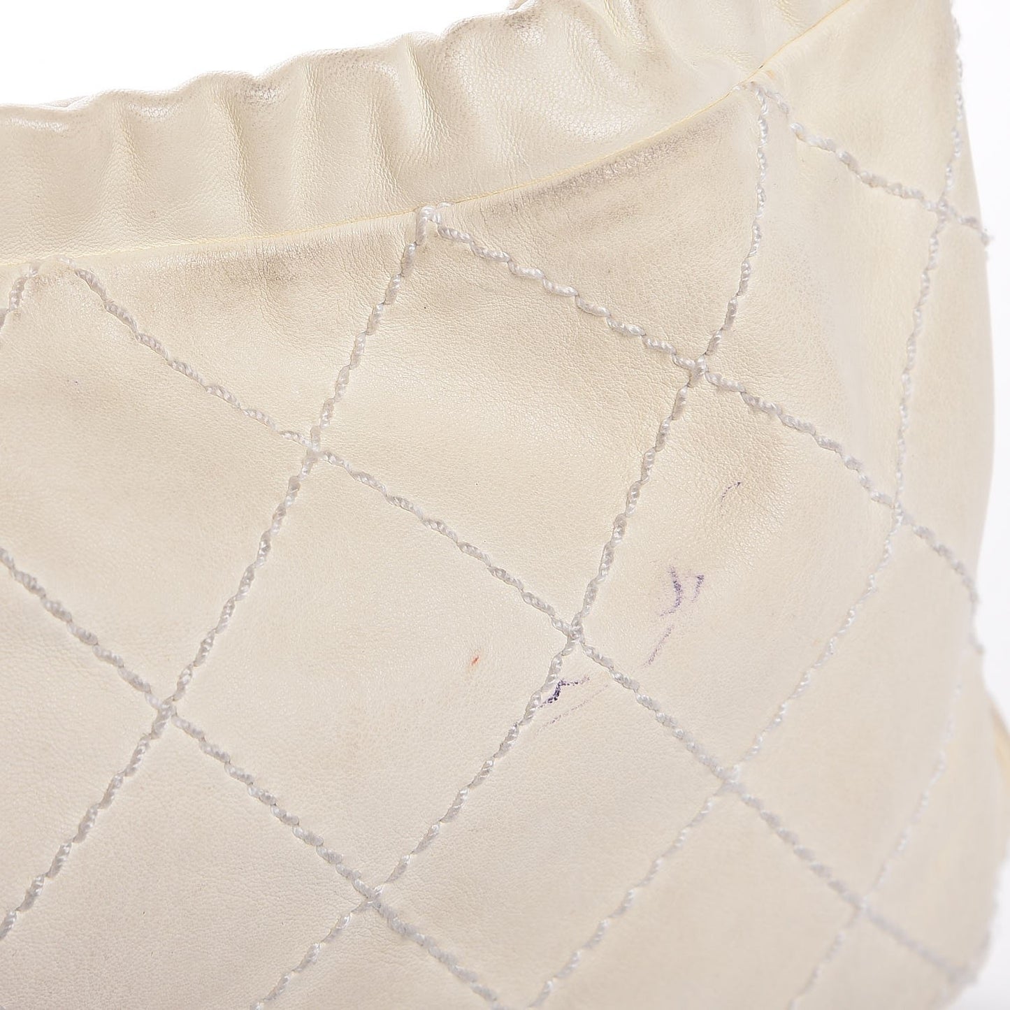 Lambskin Stitched Camellia Shoulder Bag White