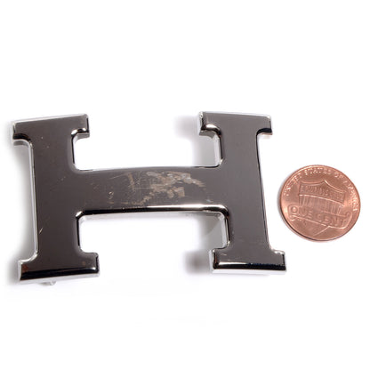 Hermes 32mm Polished Constance H Belt Buckle Ruthenium 2 of 4