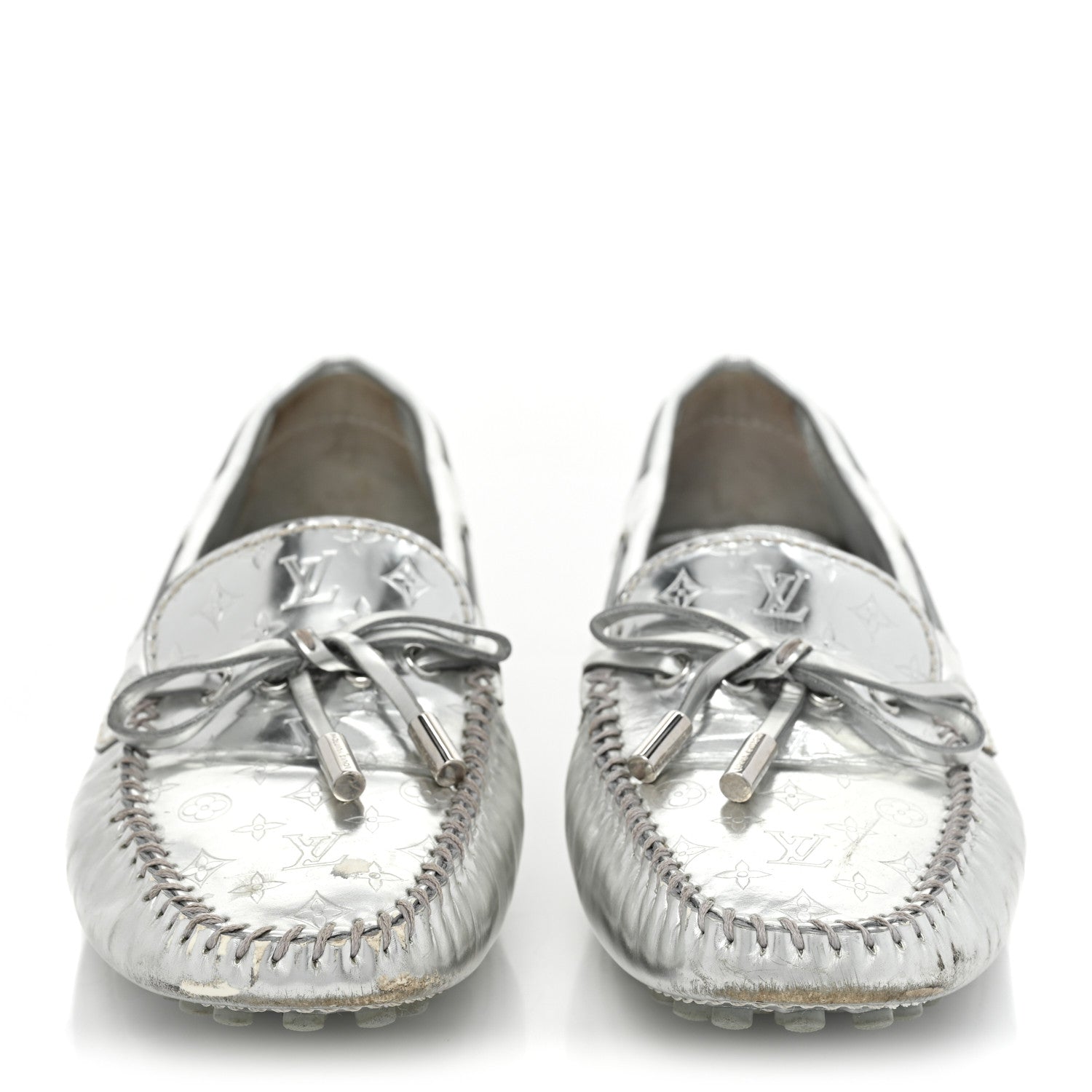 Louis Vuitton Patent Calfskin Monogram Gloria Loafers 38 Silver 2 of 19