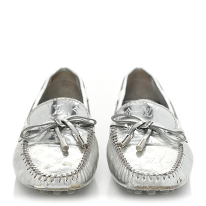 Louis Vuitton Patent Calfskin Monogram Gloria Loafers 38 Silver 2 of 19