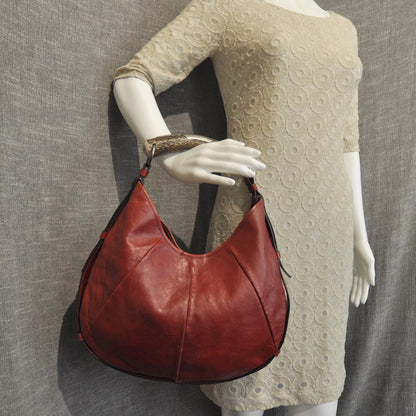 Saint Laurent Leather Mombasa Horn Bag Red 2 of 9