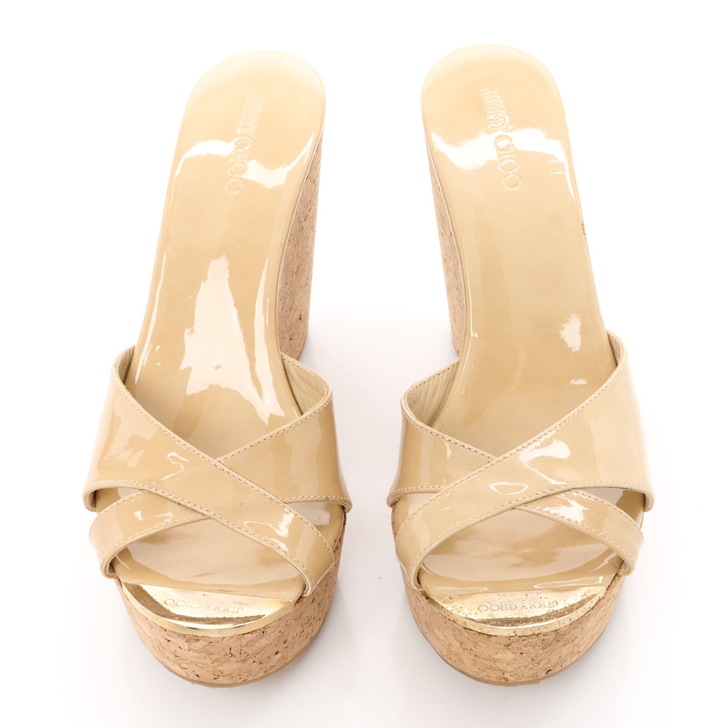 Patent Wedge Sandals 40.5 Nude