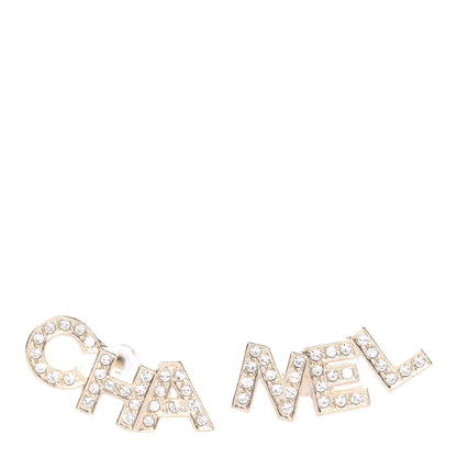 Chanel Crystal Pearl Signature Stud Earrings Gold 1 of 5