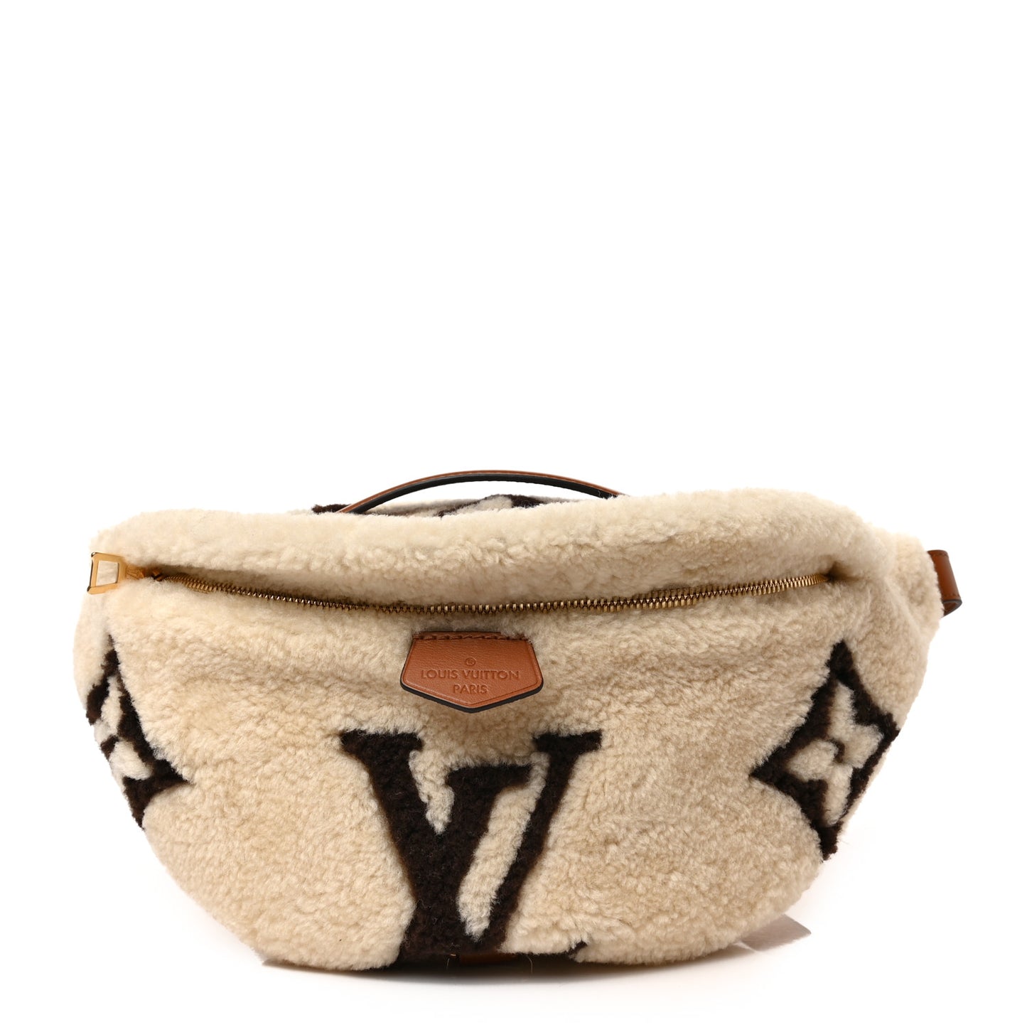 Shearling Monogram LV Ski Bumbag Cream Brown