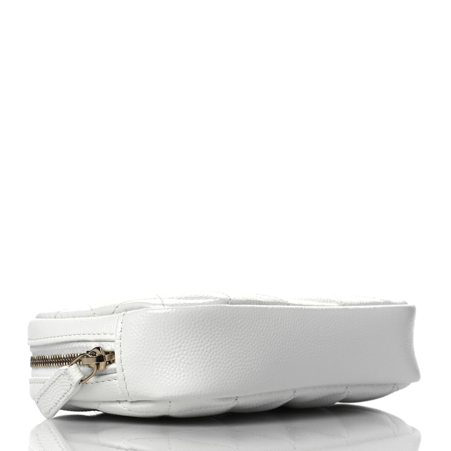 Caviar Quilted Small Curvy Pouch Cosmetic Case White