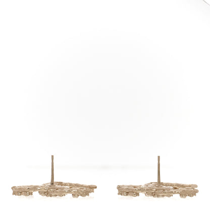 Chanel Crystal CC Camellia Earrings Gold 3 of 5