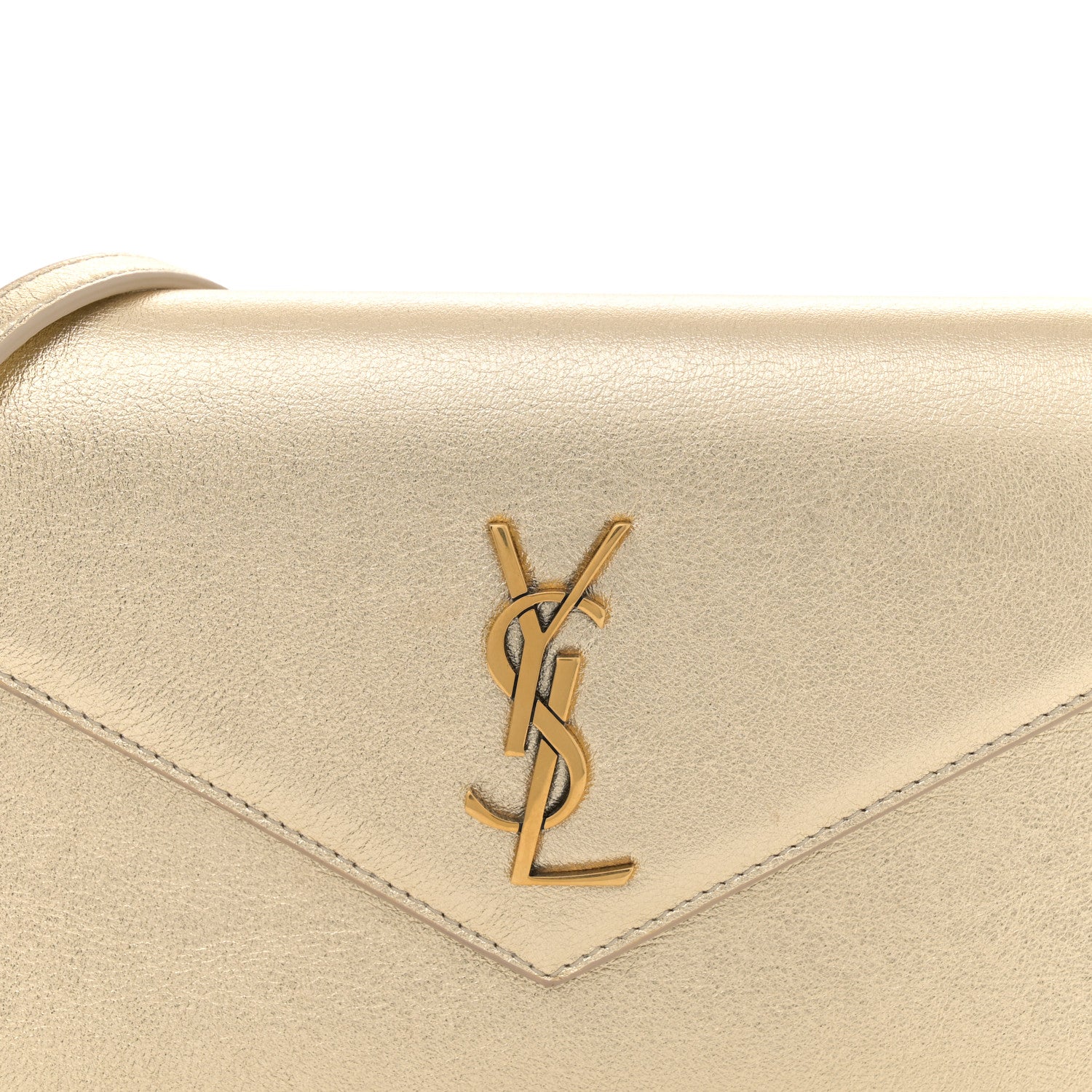 Saint Laurent Metallic Calfskin Monogram Envelope Chain Wallet Gold 8 of 13