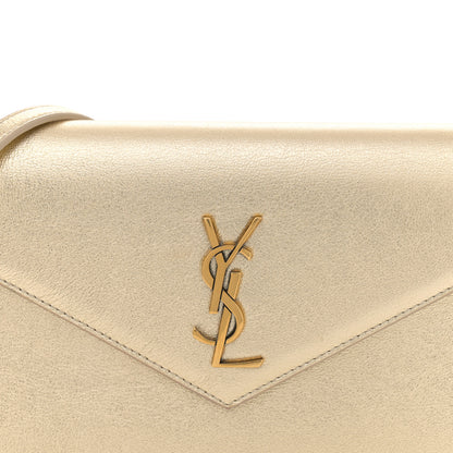 Saint Laurent Metallic Calfskin Monogram Envelope Chain Wallet Gold 8 of 13