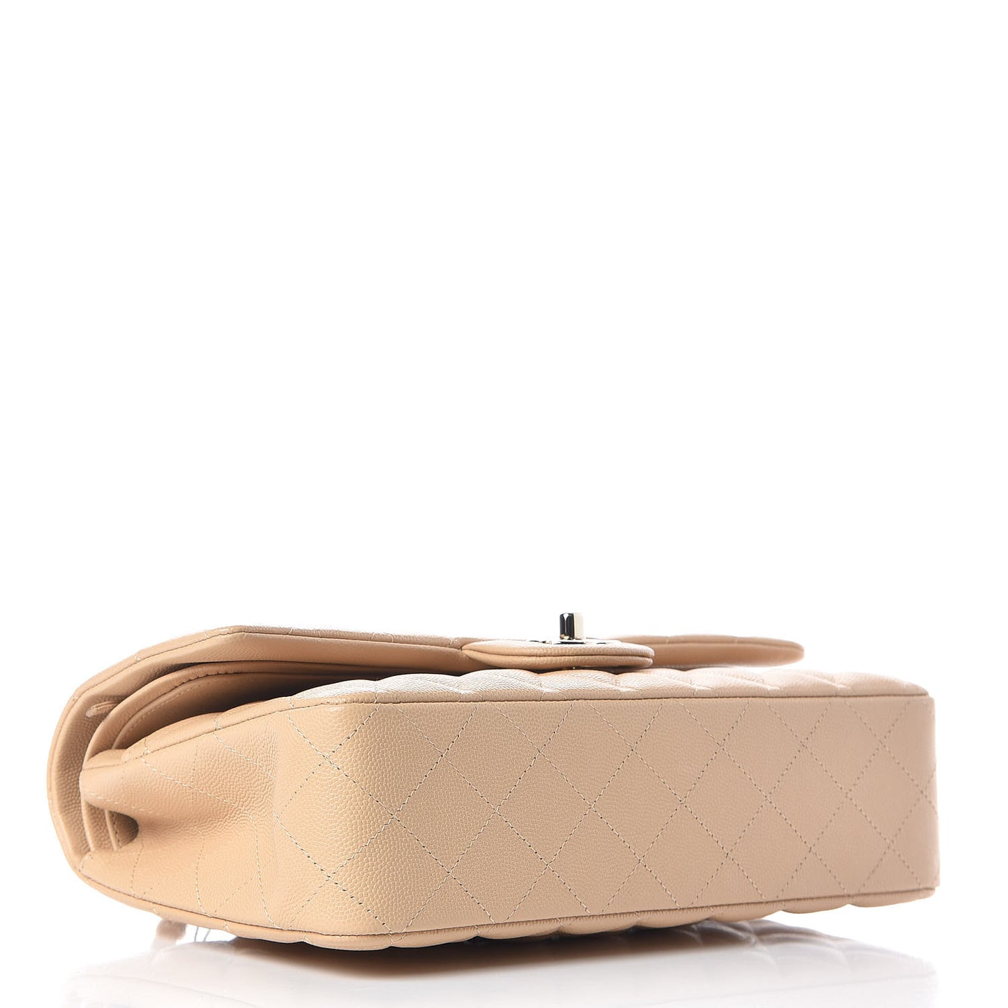 Caviar Quilted Medium Double Flap Beige Clair
