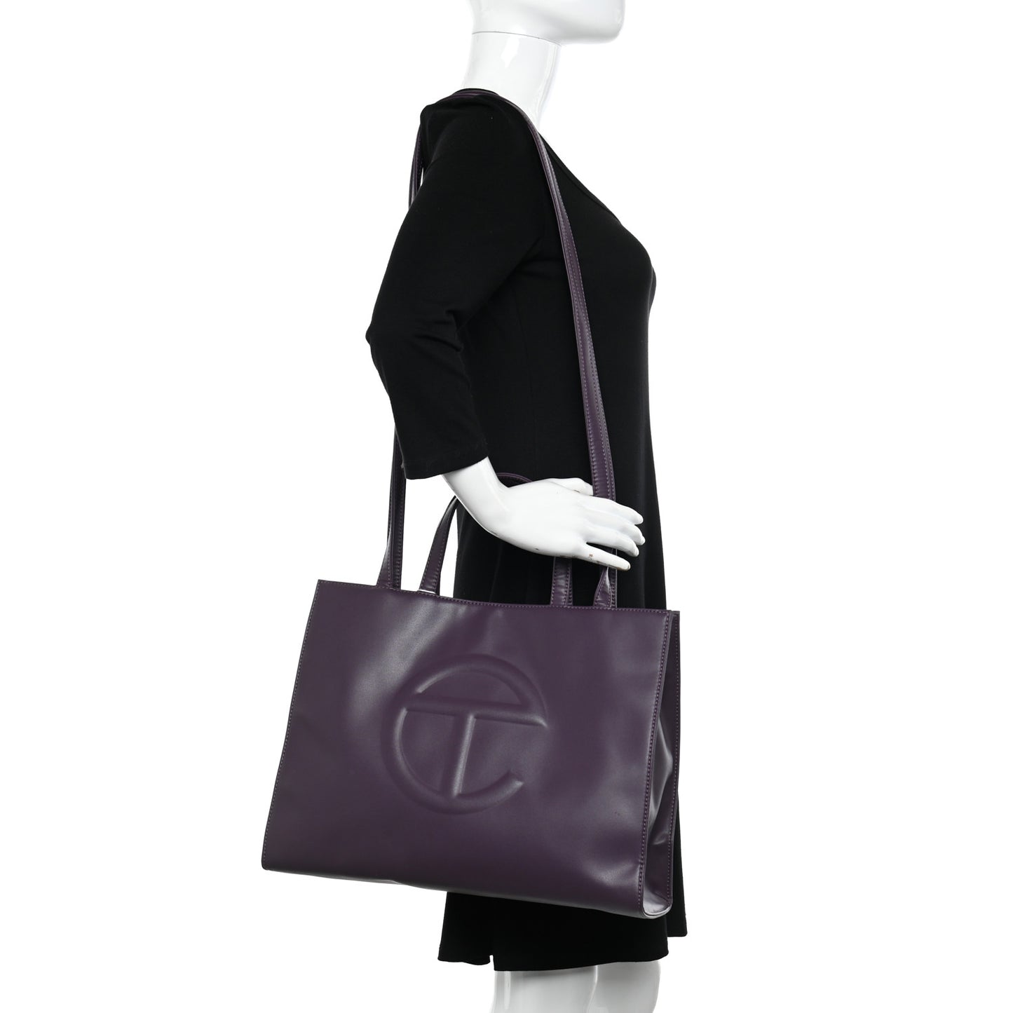 Vegan Leather Medium Shopping Bag Eggplant