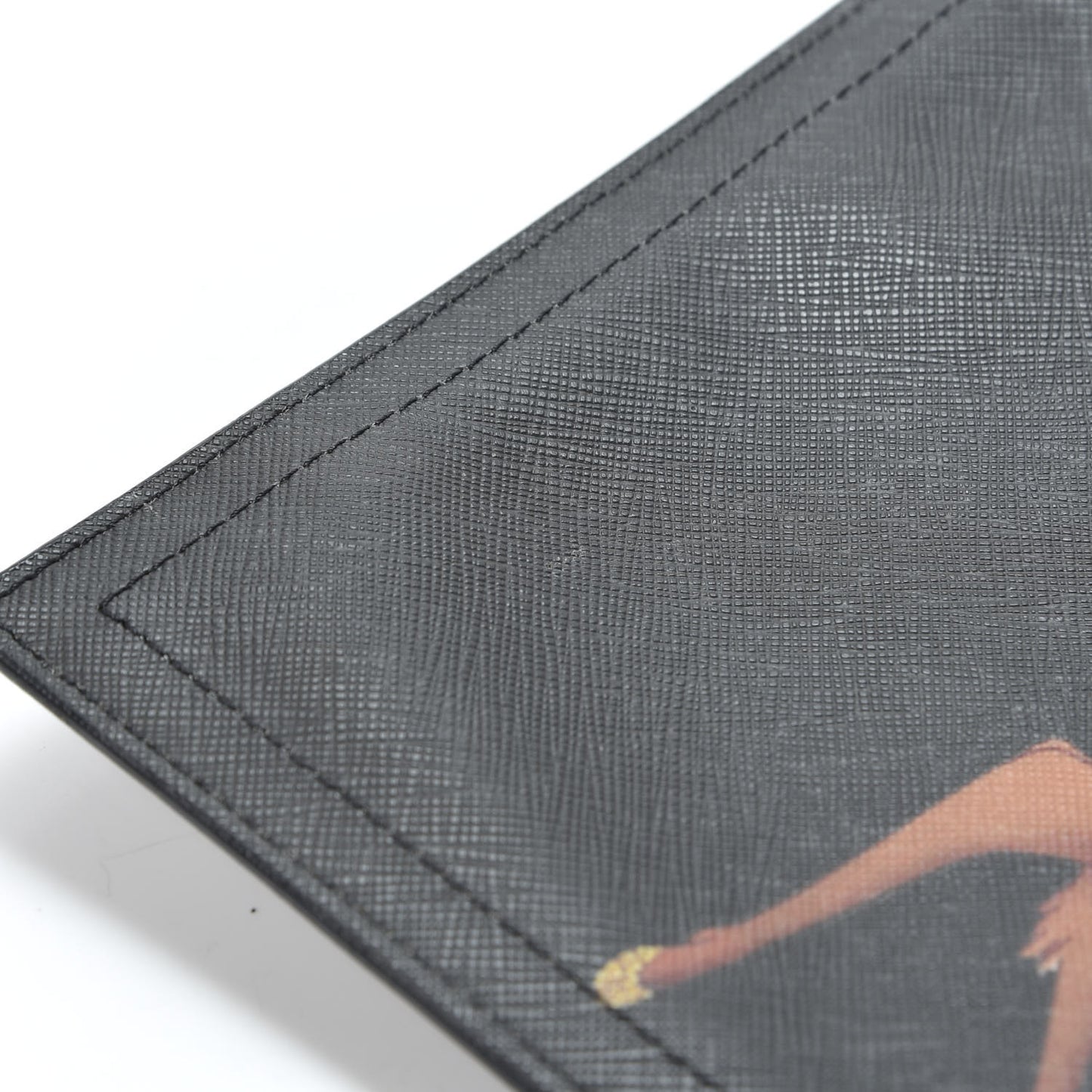 Textured Coated Canvas Bambi Print Medium Cosmetic Pouch Black