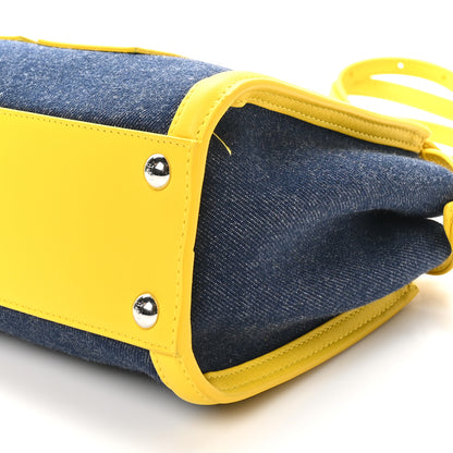 Fendi Denim Fabric Nappa FF Mini Peekaboo Iconic Satchel Yellow 10 of 10