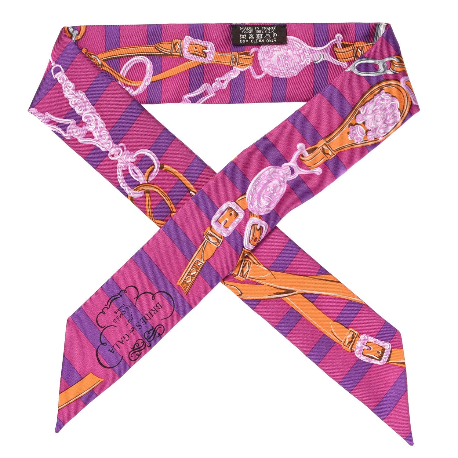 Hermes Silk Brides De Gala Bayaderes Twilly Fuchsia Violet Orange 1 of 4