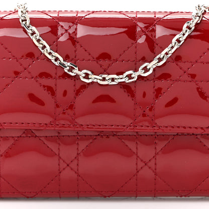 Christian Dior Patent Cannage Lady Dior Rendezvous Wallet On Chain Rouge Ceris 8 of 10