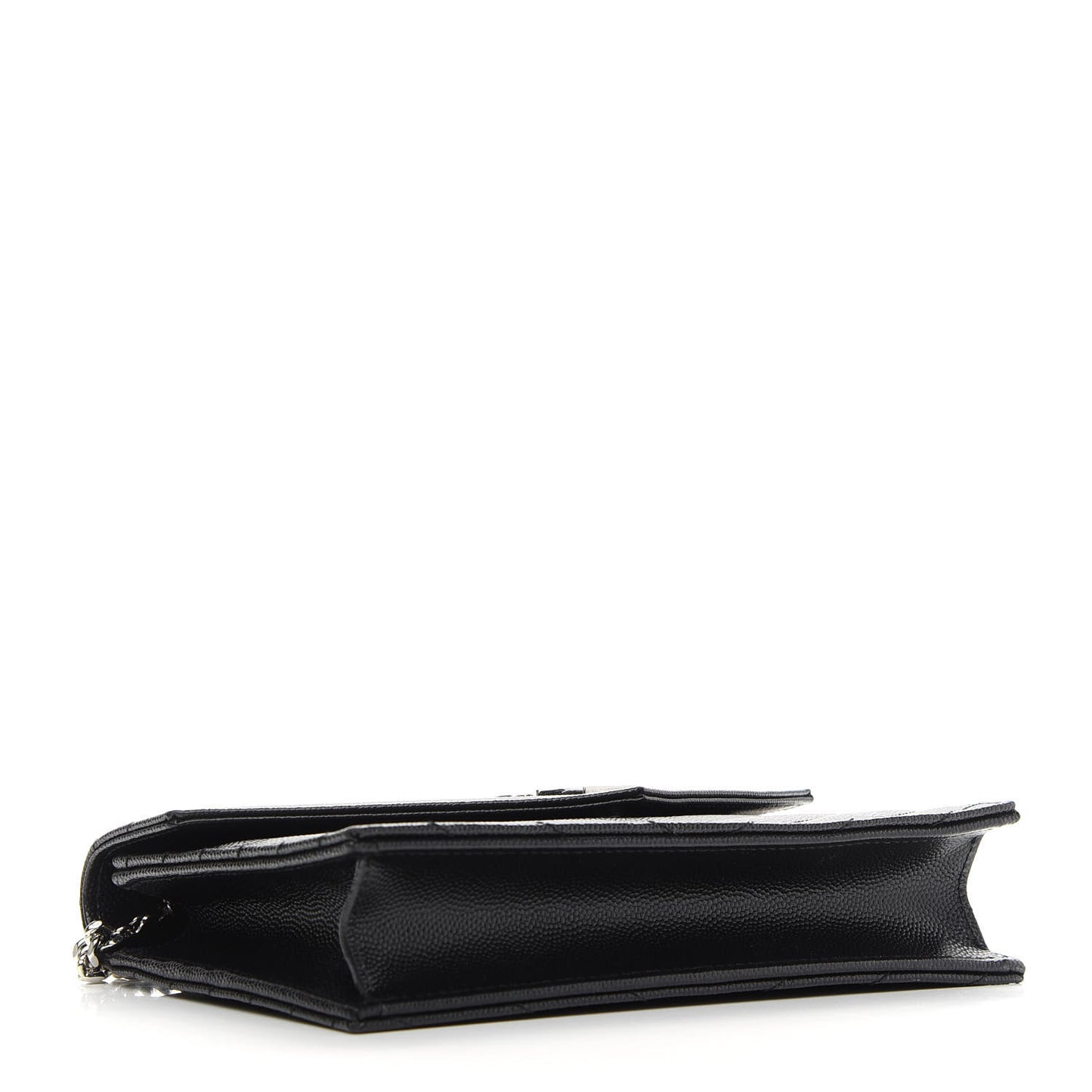 Grain De Poudre Matelasse Chevron Monogram Envelope Chain Wallet Black