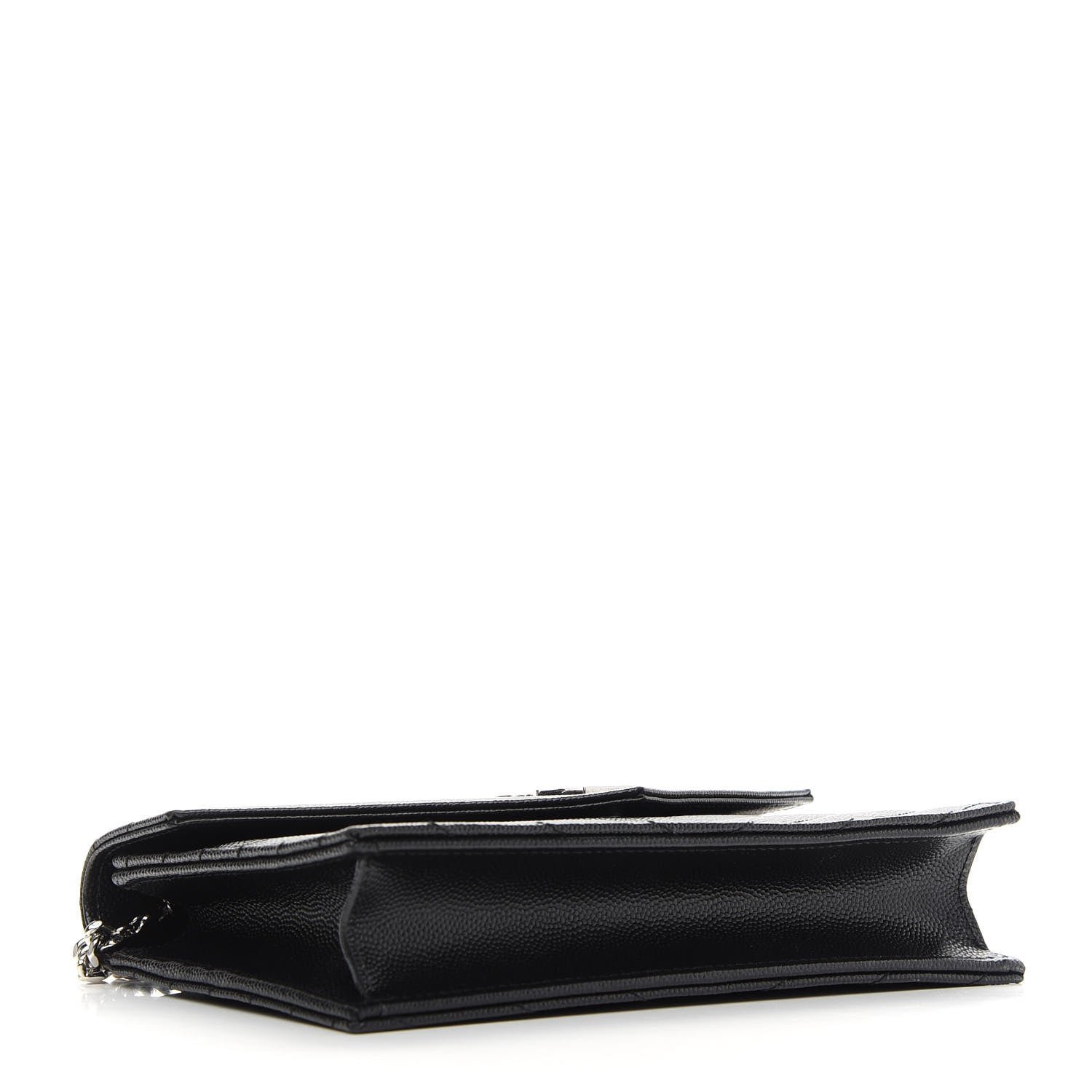 Saint Laurent Grain De Poudre Matelasse Chevron Monogram Envelope Chain Wallet Black 4 of 9