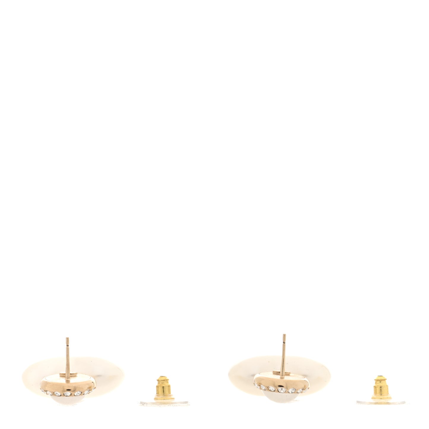 Pearl Crystal CC Heart Drop Earrings Gold