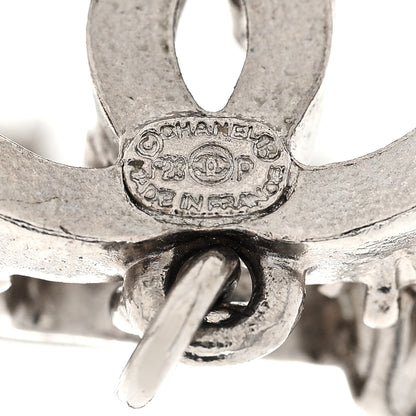 Chanel Crystal Cha-Nel Logo Drop Earrings Silver 3 of 5