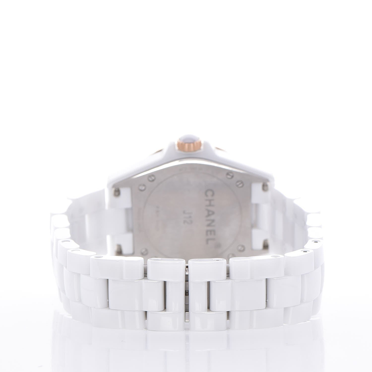 Chanel Stainless Steel 18K Beige Gold Ceramic Diamond 36.5mm J12 Automatic Watch White 3 of 7