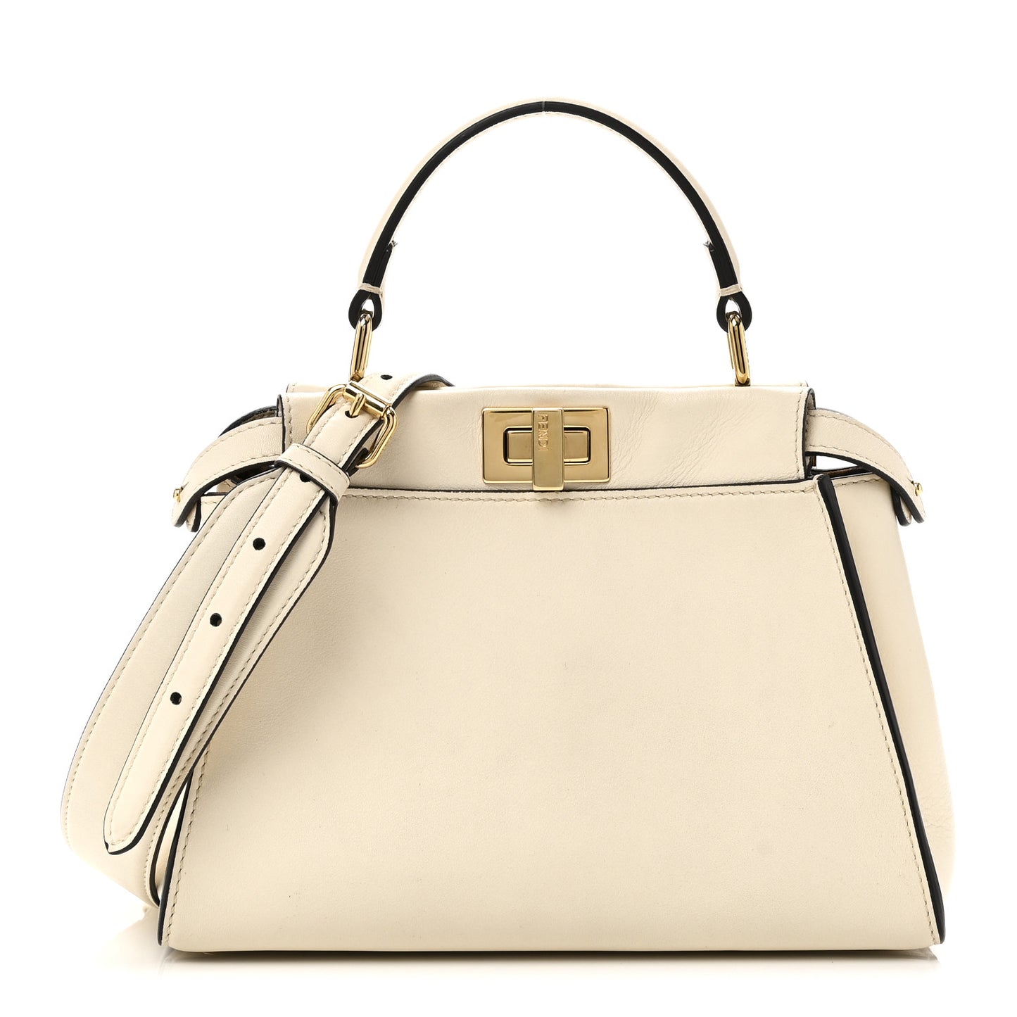 Vitello Seta Suede FF Mini Peekaboo Iconic Satchel  Uovo Sigaro Marrone