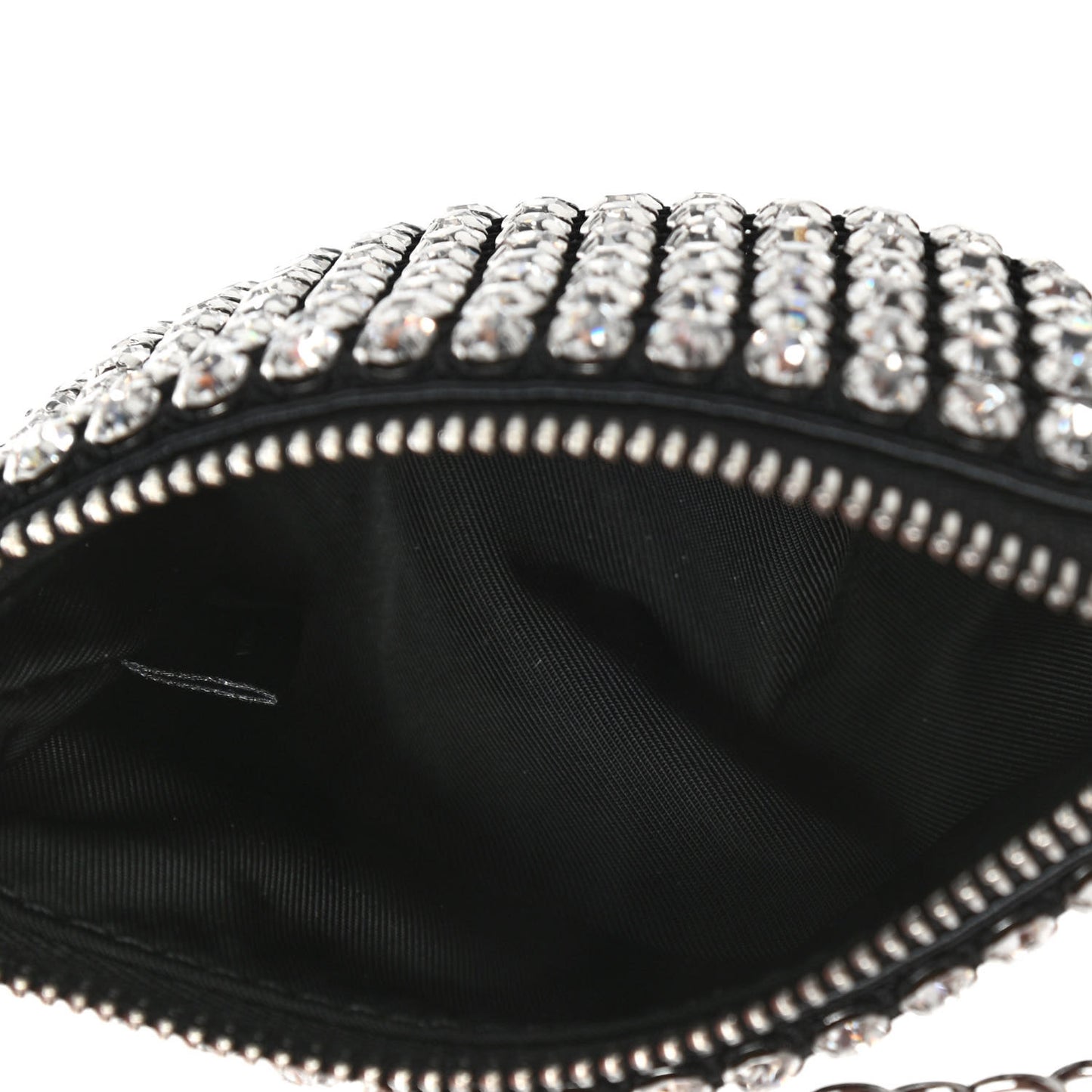 Mesh Crystal Rhinestone Nano Heiress Shoulder Bag Black Silver