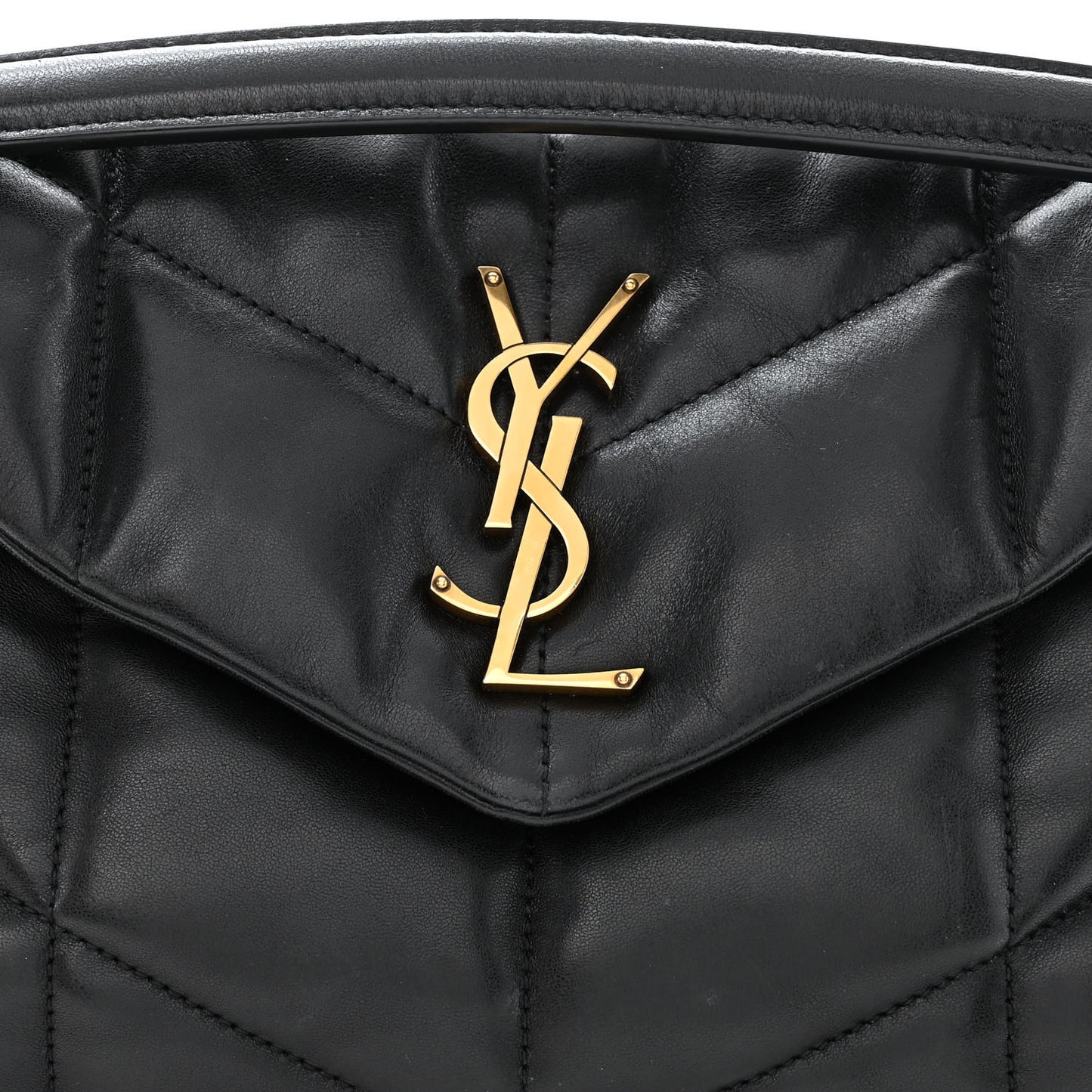 Lambskin Quilted Small Loulou Puffer Monogram Chain Satchel Black