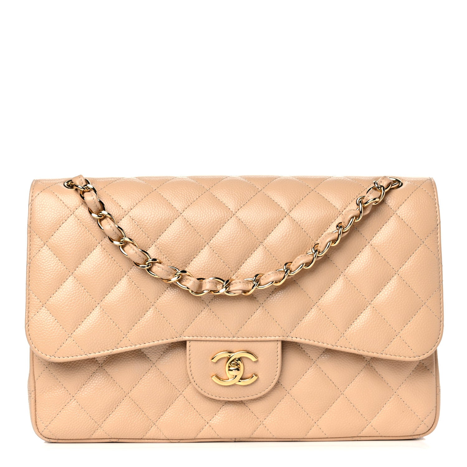 Chanel Caviar Quilted Jumbo Double Flap Beige Clair 1 of 17