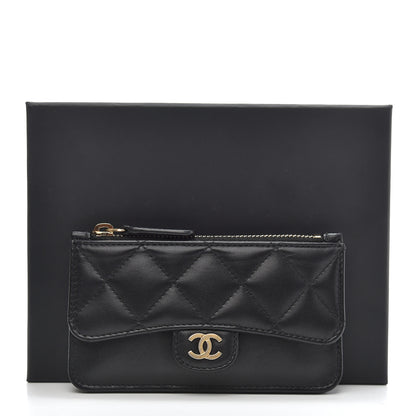 Chanel Lambskin Quilted Flap Zip Card Holder Black 8 of 8