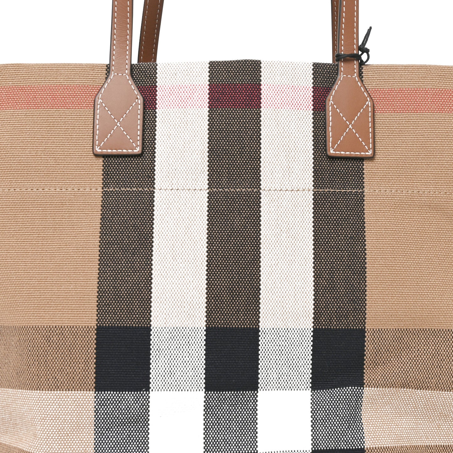 Giant Check Canvas Medium London Tote Taupe Brown