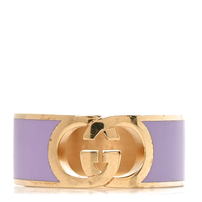 Gucci Metal Enamel Interlocking G Ring Gold Purple 1 of 5