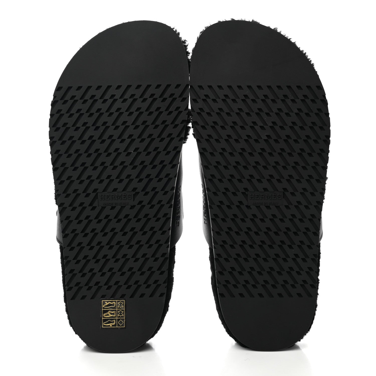 Hermes Calfskin Woolskin Womens Chypre Sandals 39.5 Black 5 of 10